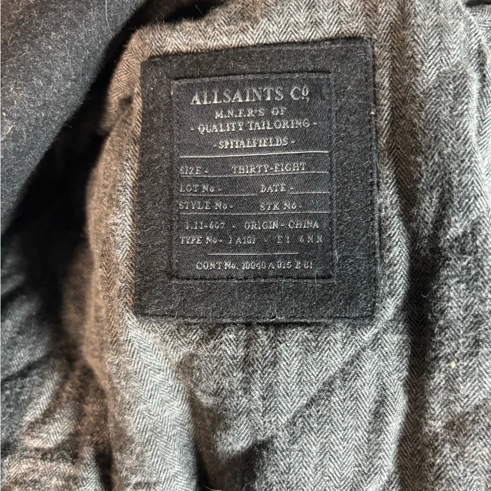 All Saints Men’s Dark Gray Pea Coat